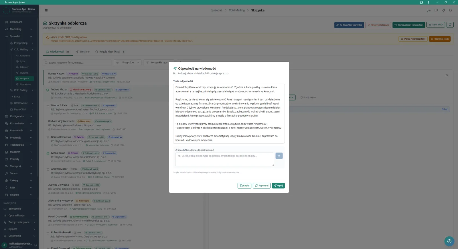 Cold mailing — ekran 14
