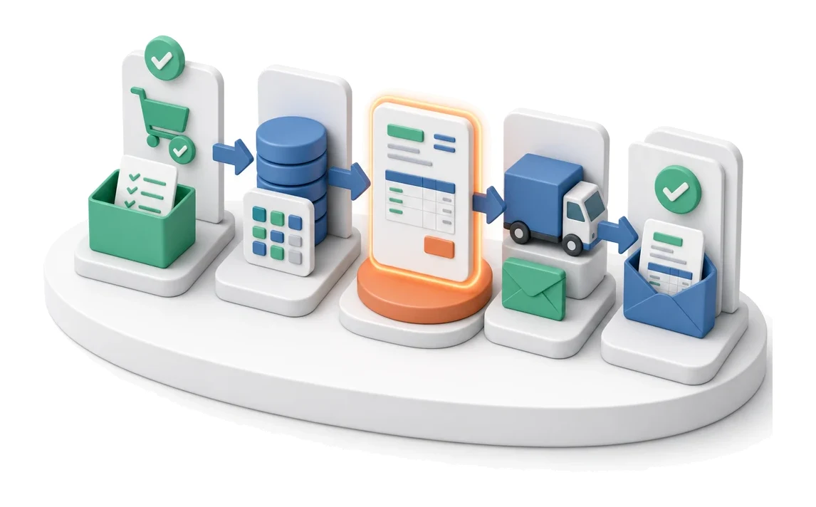 Fakturowanie sprzedaży — ekrany modułu w Process App