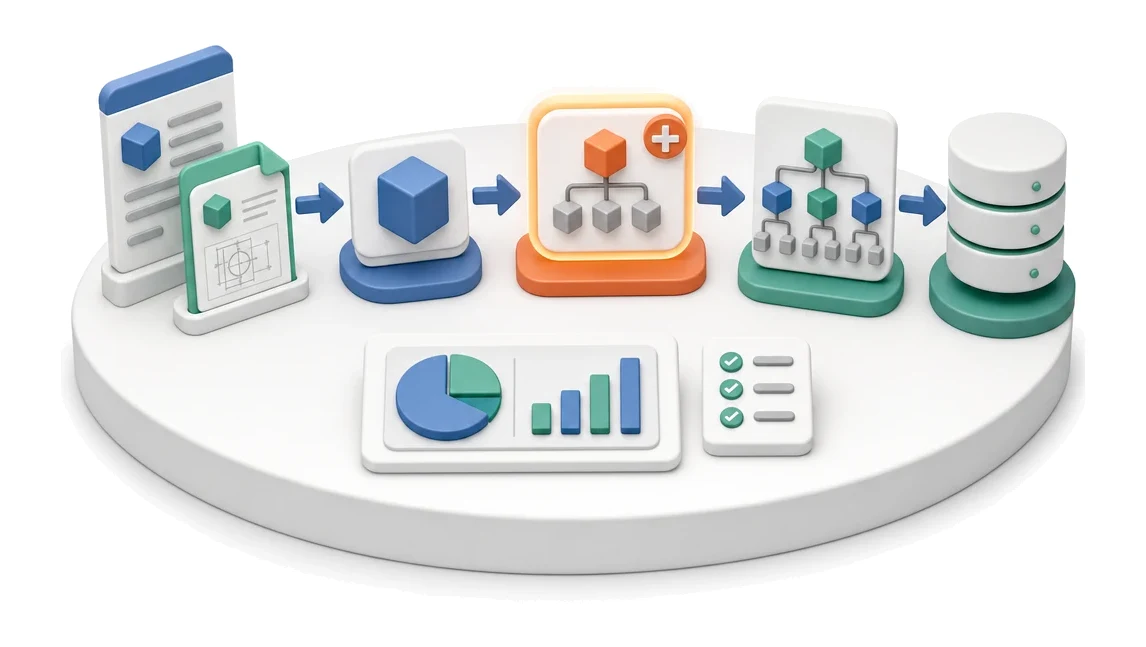 Opracowanie BOM — ekrany modułu w Process App