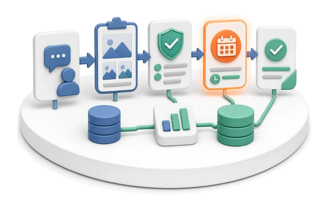 Przyjęcie i kwalifikacja reklamacji — ekrany modułu w Process App