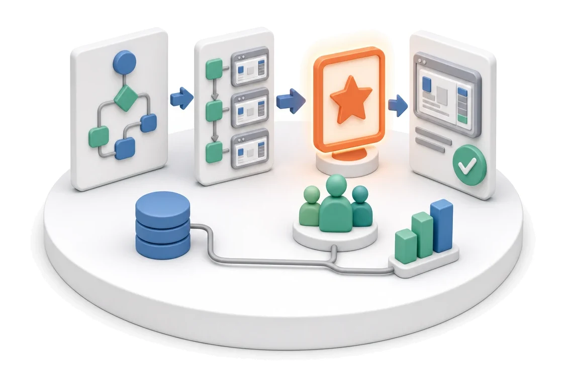 Standaryzacja procesu — ekrany modułu w Process App